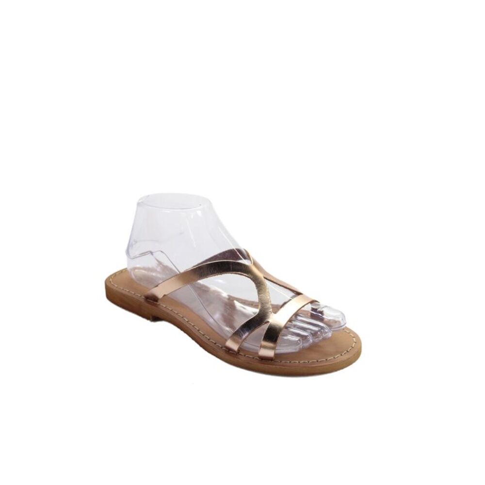 Cocobelle Womens Leather Strappy Sandal Rose Gold Brown Size 7.5